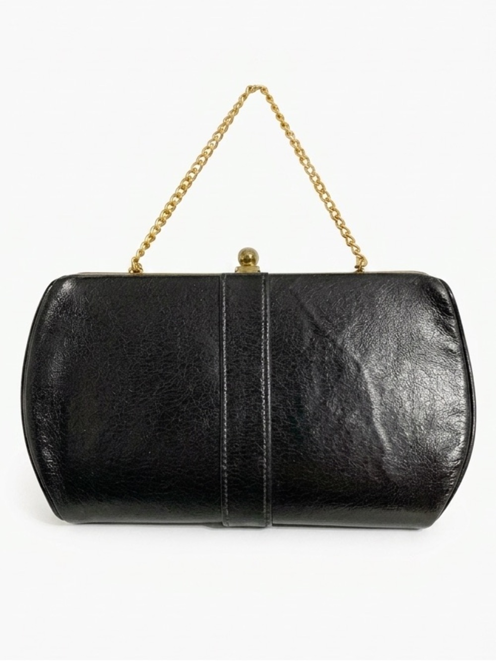 Vintage Unbranded Clasp Closure Chain Strap Clutch Handbag Gold Hardware